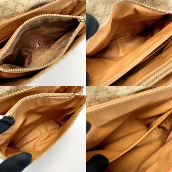 Celine Macadam Pattern Shoulder Bag Pochette Crossbody Gold Hardware - Picture 4 of 8